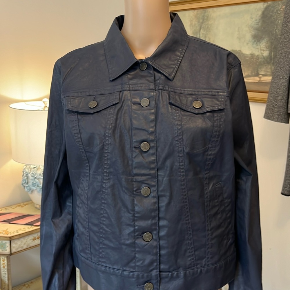 Lauren Ralph Lauren Casual Coat Jean Jacket Collar, Deep Purple Color, Large
